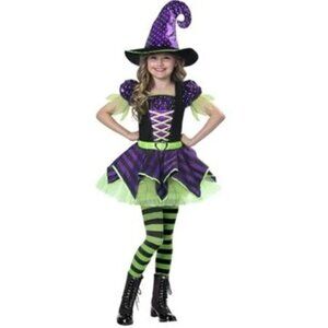 Way To Celebrate Pretty Potion Witch Costume Dress Hat Girls Size 7/8 Halloween